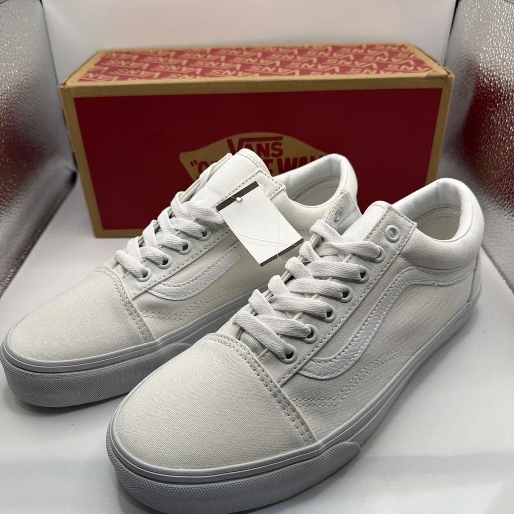 VANS Unisex Old Skool Classic Skate Shoes True White 10.5 Women/9Men‎ - NEW